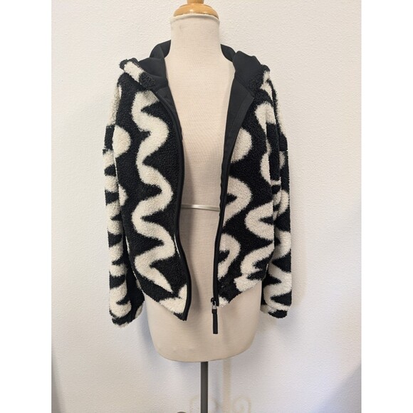 Asos Black And White Scribble Borg Teddy Fleece Hoodie sz 10 Funky Punk - Picture 8 of 13